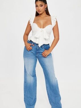 Fashion Nova Light Blue High-Rise Wide Leg Jeans